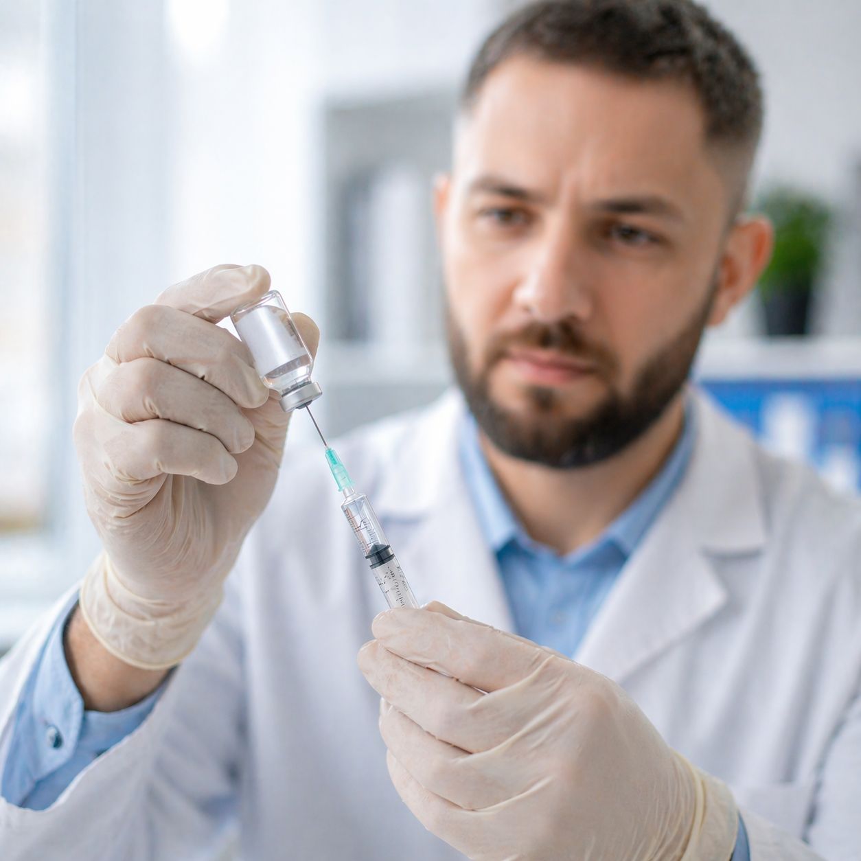 Врач-нарколог готовит препарат для безопасного раскодирования пациента