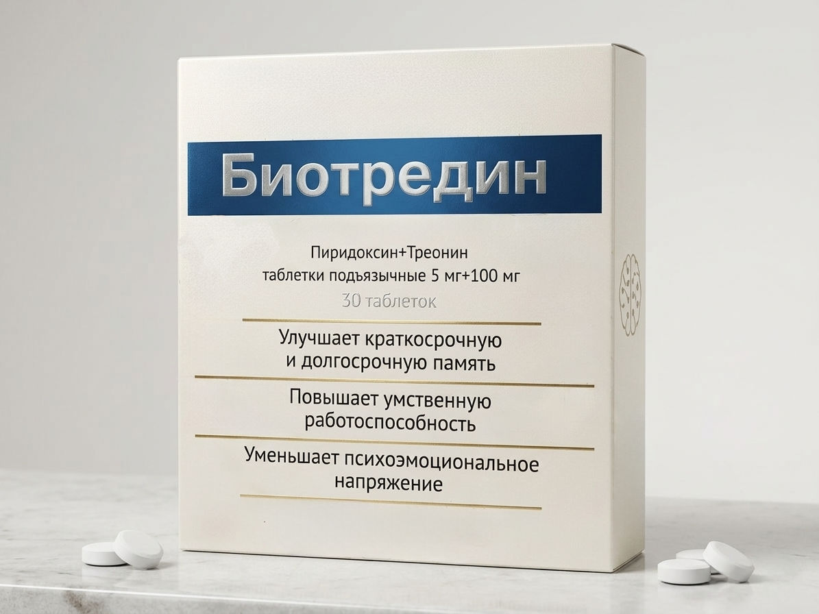 Коробка препарата Биотредин 30 таблеток с описанием действия — препарат в борьбе с алкоголизмом